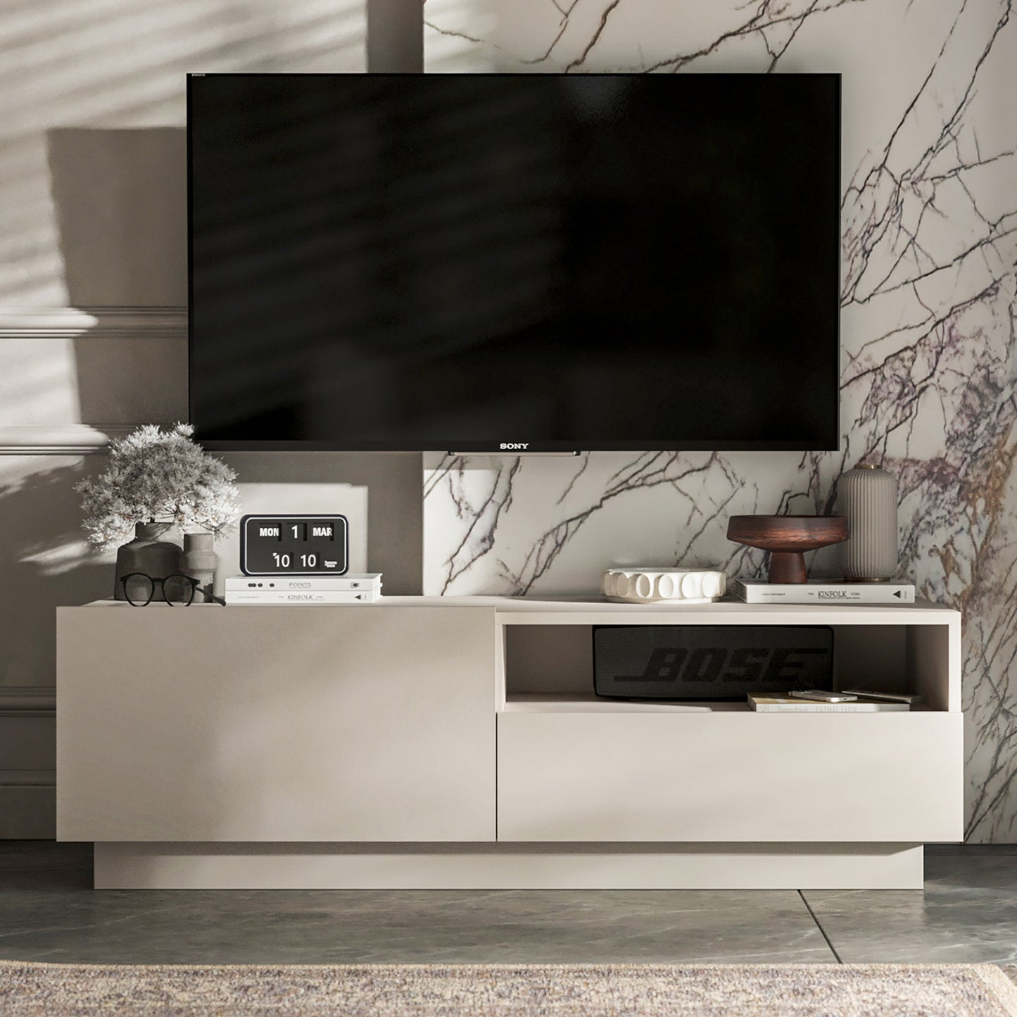 Enjoy Minimalist Stand TV Unit with Open Shelf 120cm - Cashmere