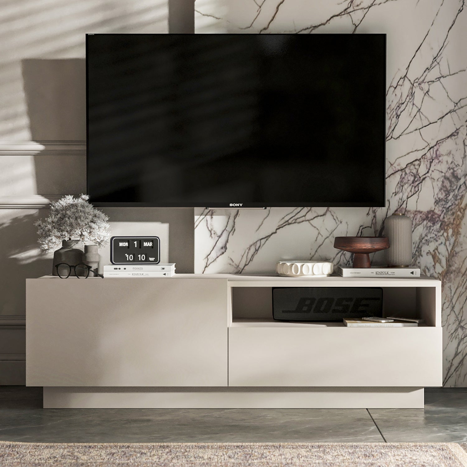 Enjoy Minimalist Stand TV Unit with Open Shelf 120cm - Cashmere