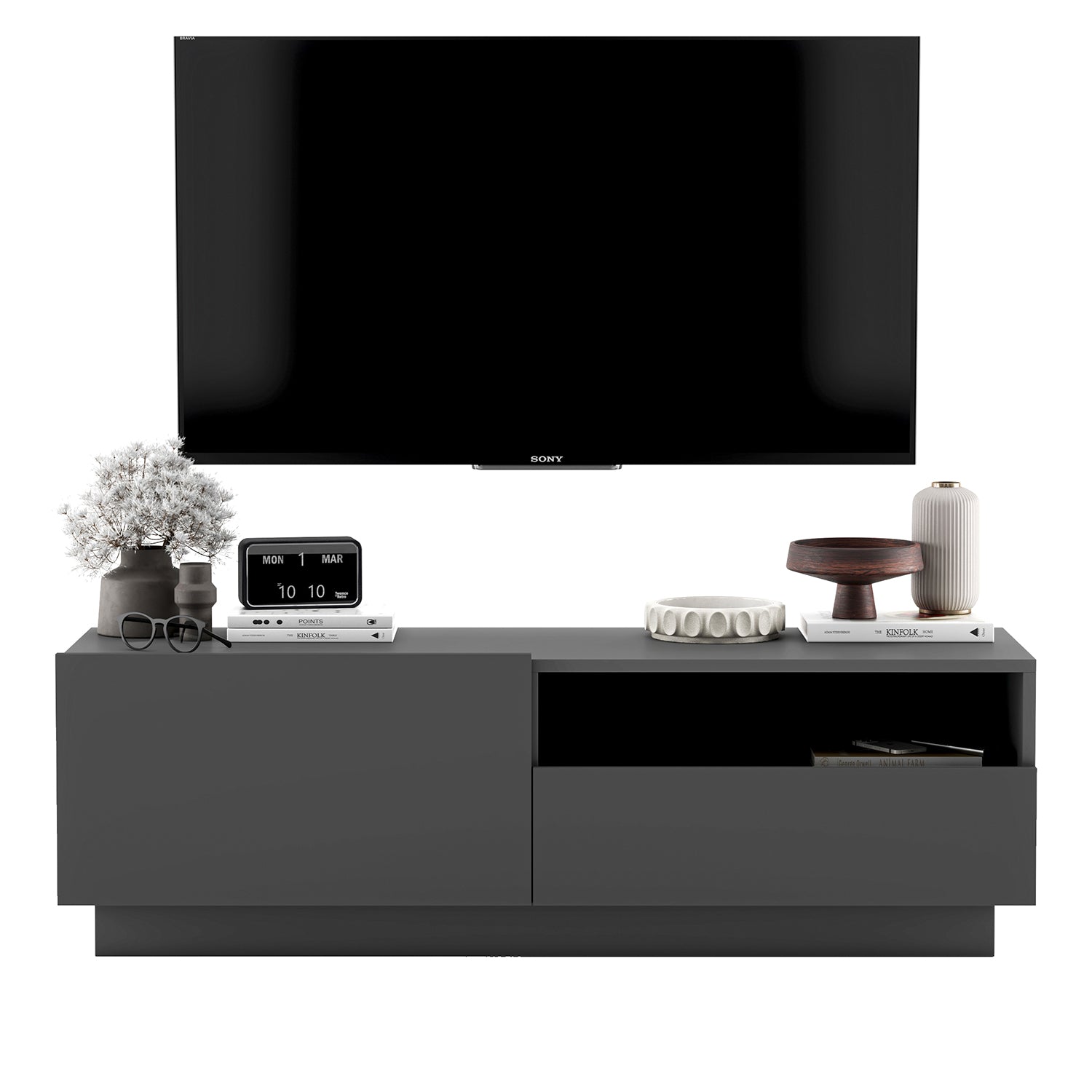 Enjoy Minimalist Stand TV Unit with open shelf - Graphite
