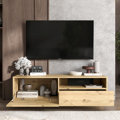 Enjoy Minimalist Stand TV Unit with open shelf - Oak Artisan