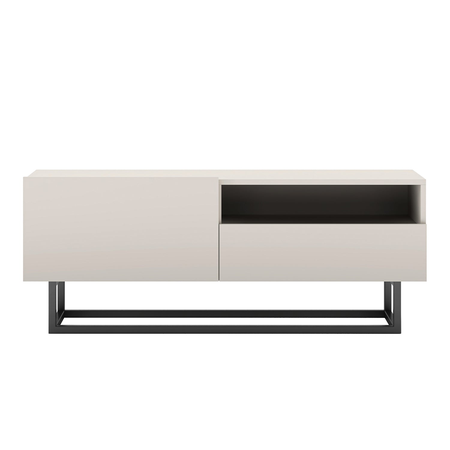 Enjoy Minimalist Freestanding TV Unit with Open Shelf and Metal Base – Cashmere