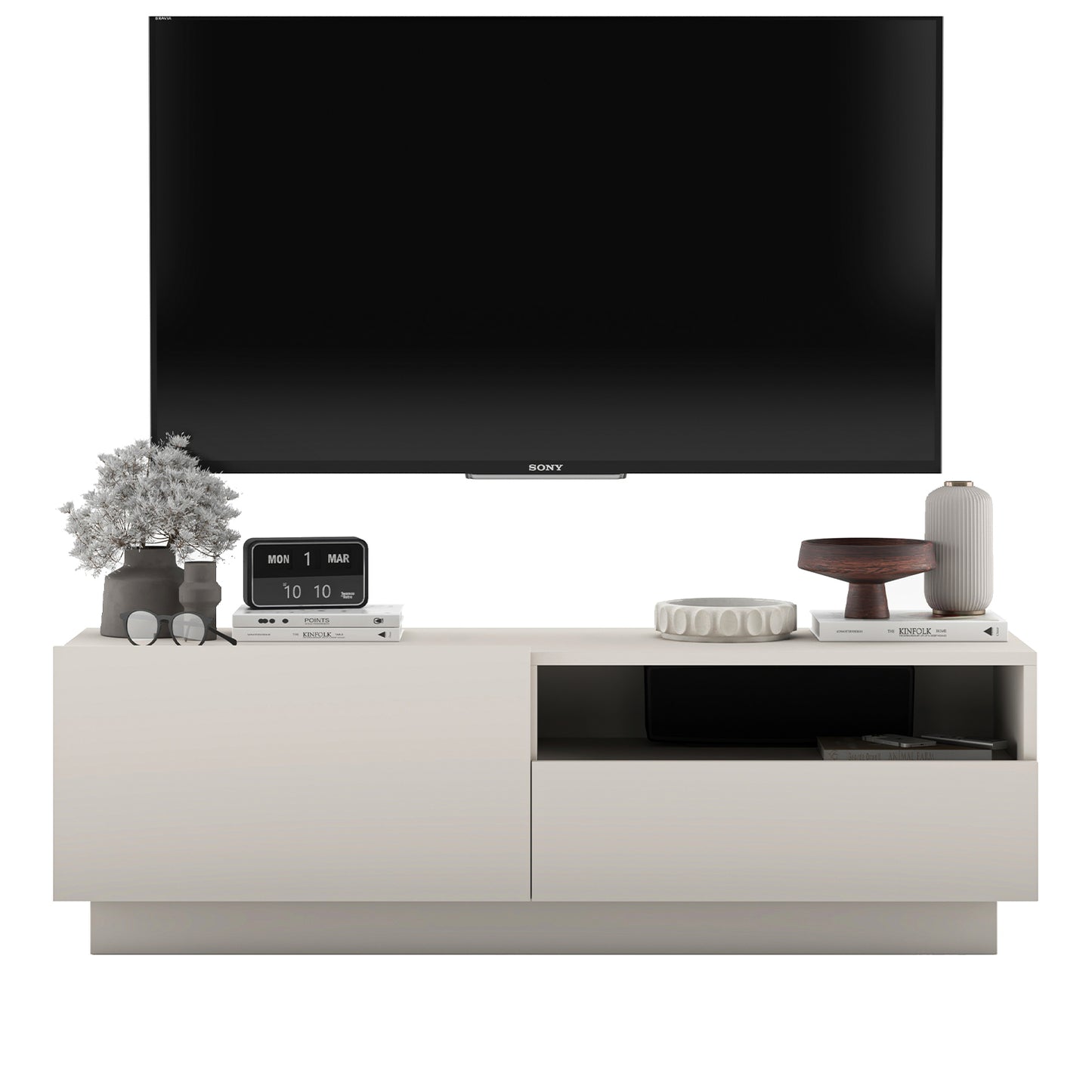 Enjoy Minimalist Stand TV Unit with Open Shelf 120cm - Cashmere