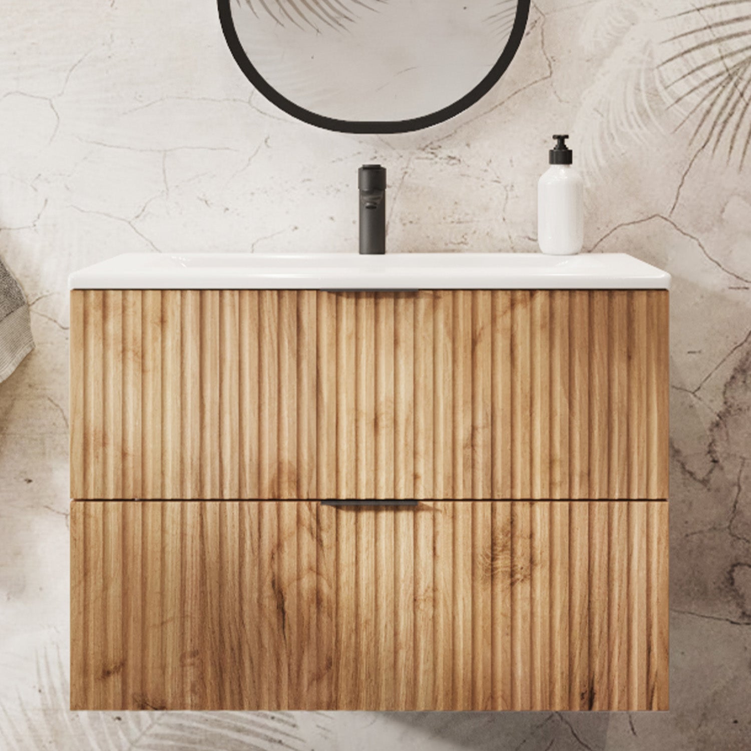 Flow Bathroom Vanity Cabinet with a Basin 80cm - Gold Craft Oak