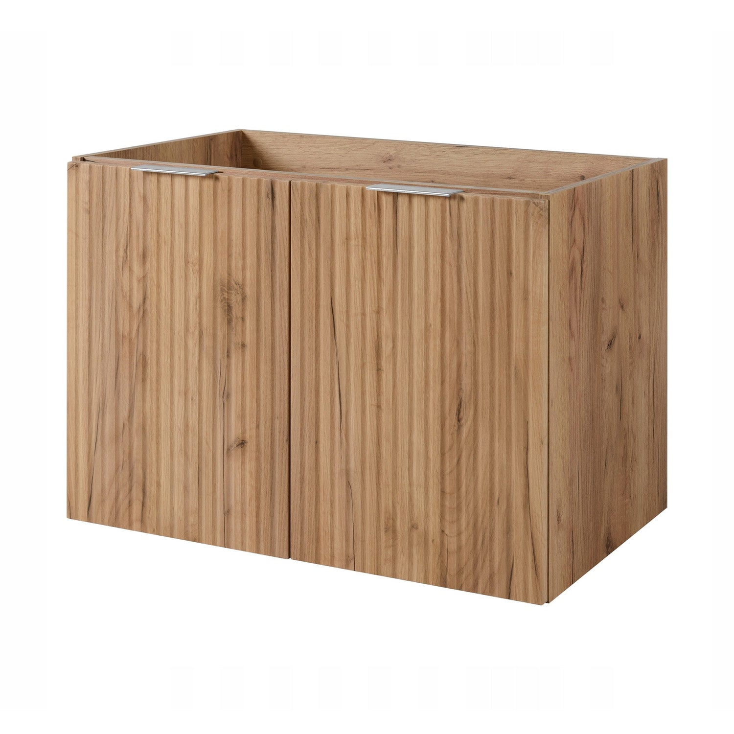 Flow Wall-Mounted 2 Door Bathroom Vanity Cabinet with Basin 80cm - Gold Craft Oak