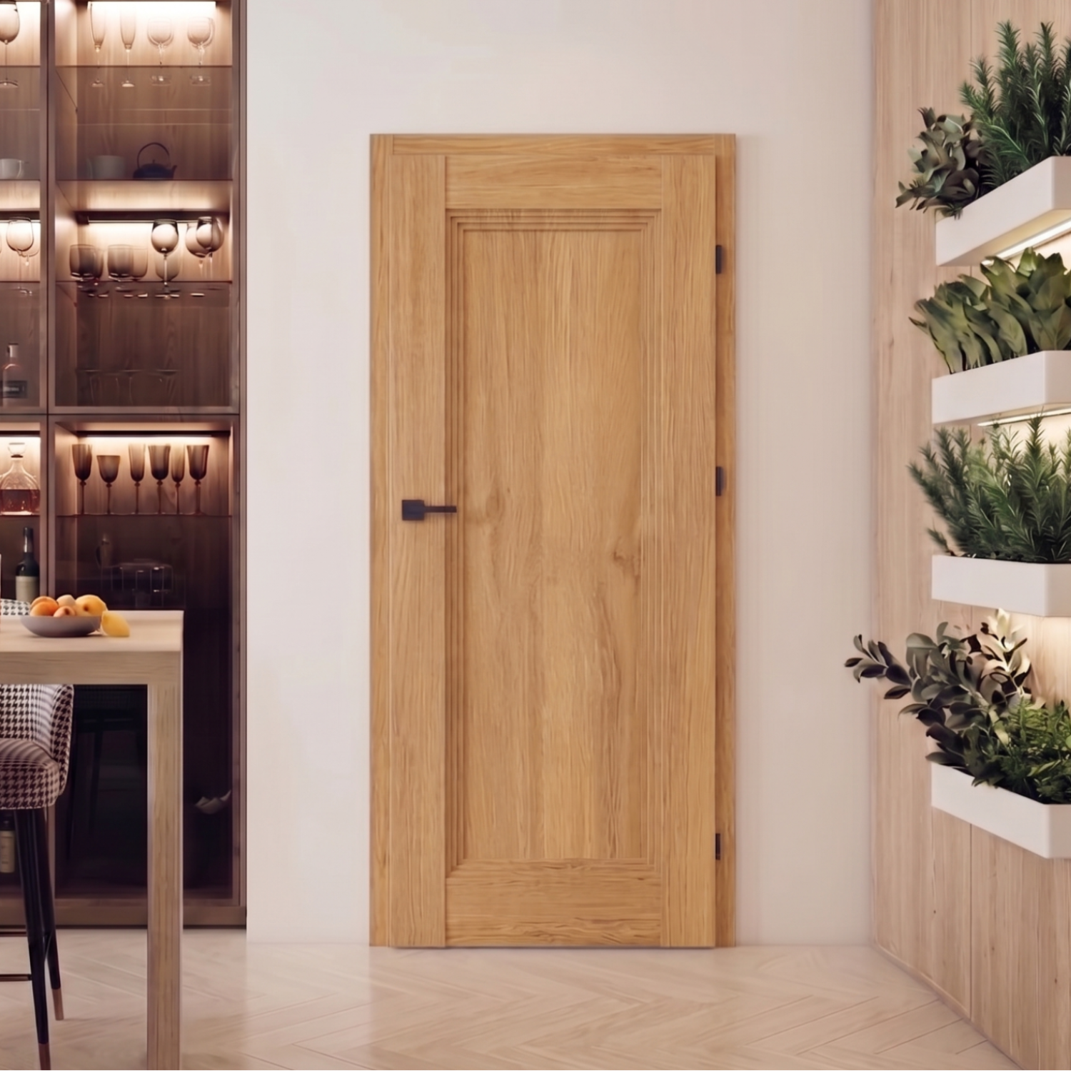 Fado Internal Rebated Door Set with Frame and Handle - Caramel Oak