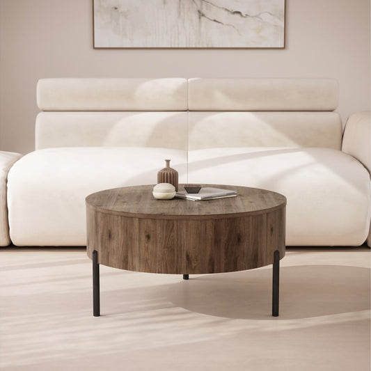 Frida Modern Coffee Table with Hidden Storage - Elegant Walnut
