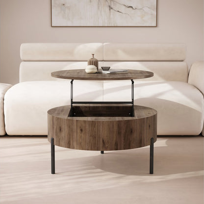 Frida Modern Coffee Table with Hidden Storage - Elegant Walnut