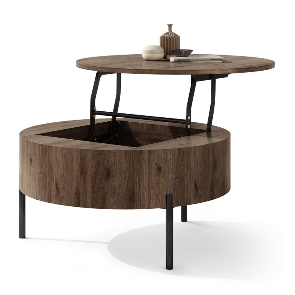 Frida Modern Coffee Table with Hidden Storage - Elegant Walnut