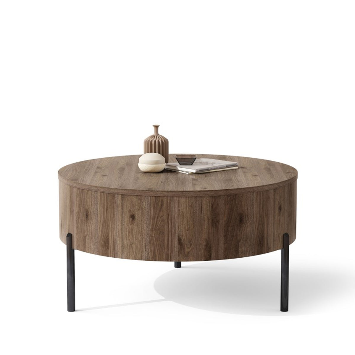 Frida Modern Coffee Table with Hidden Storage - Elegant Walnut