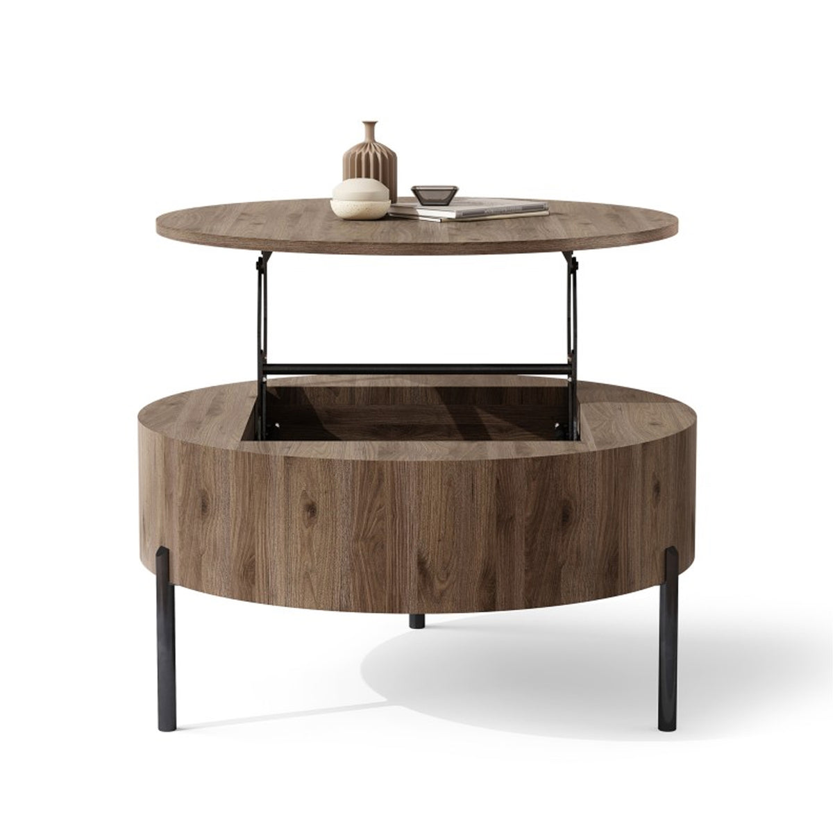 Frida Modern Coffee Table with Hidden Storage - Elegant Walnut