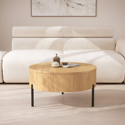 Frida Modern Coffee Table with Hidden Storage - Natural Oak