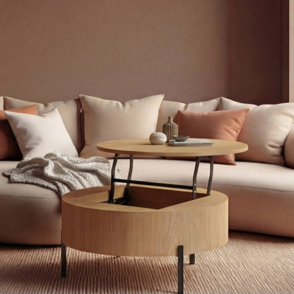 Frida Modern Coffee Table with Hidden Storage - Natural Oak
