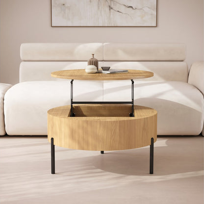 Frida Modern Coffee Table with Hidden Storage - Natural Oak