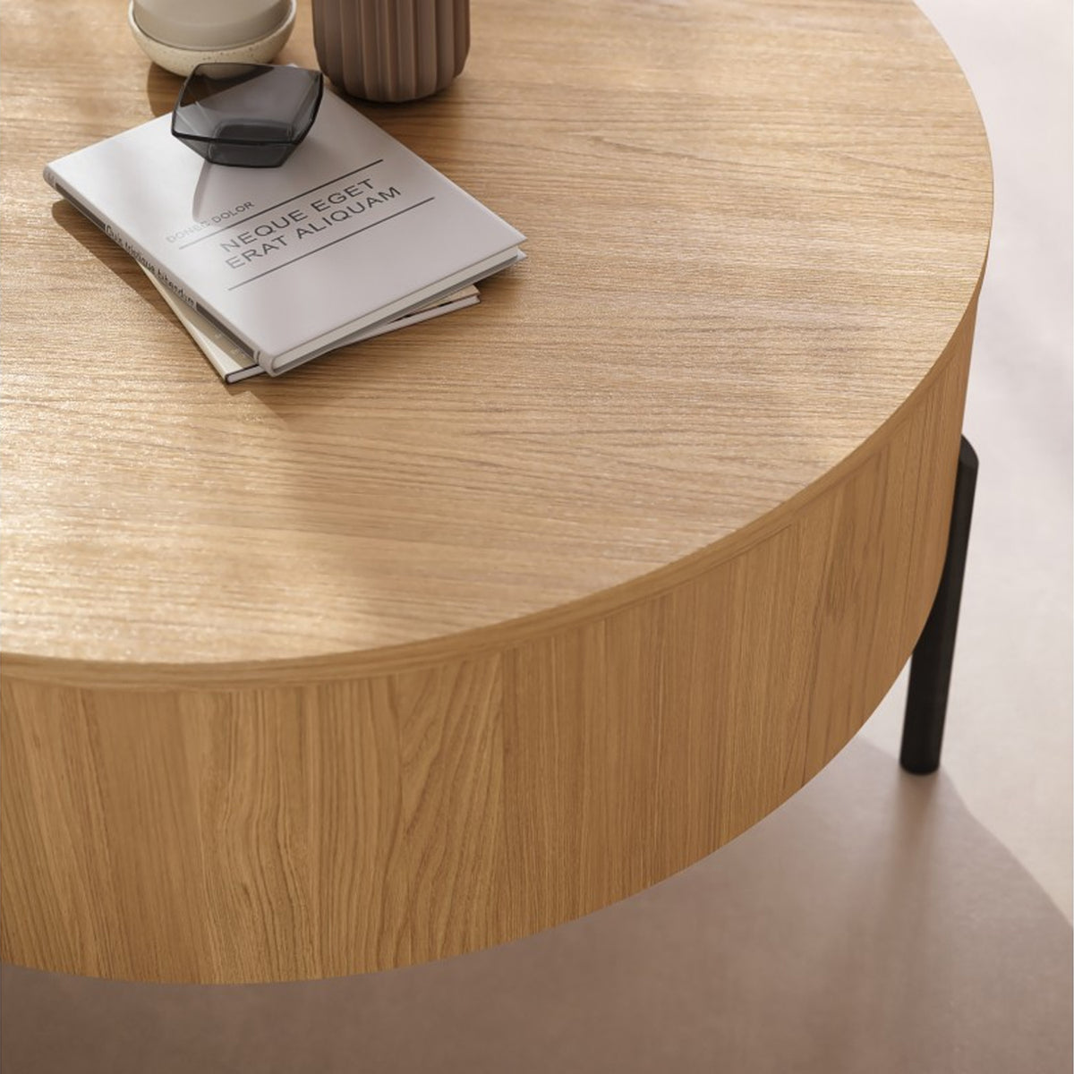Frida Modern Coffee Table with Hidden Storage - Natural Oak