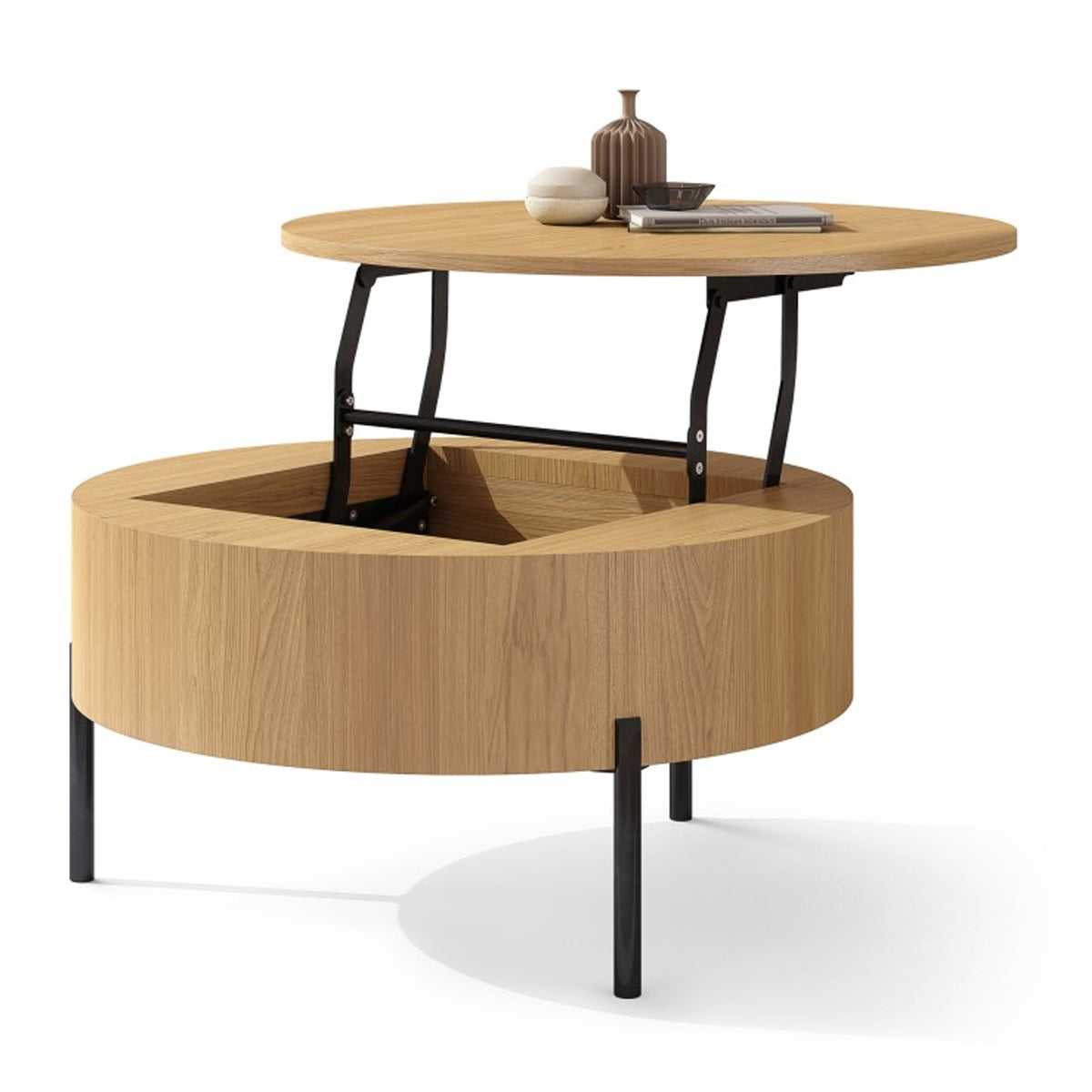 Frida Modern Coffee Table with Hidden Storage - Natural Oak