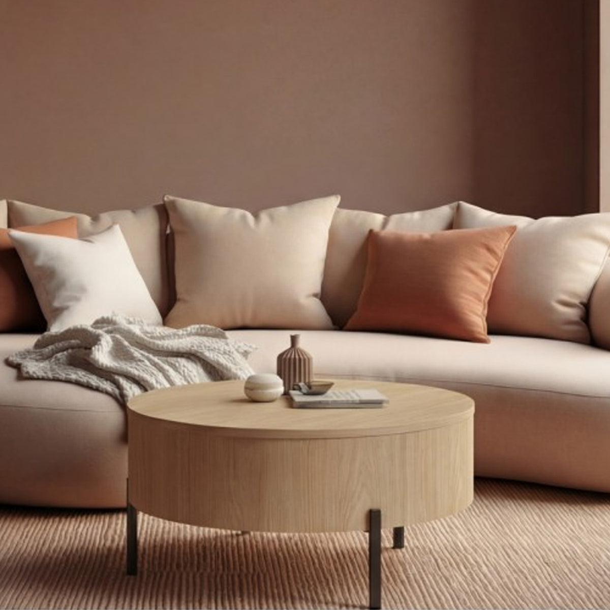 Frida Modern Coffee Table with Hidden Storage - Oasis Oak