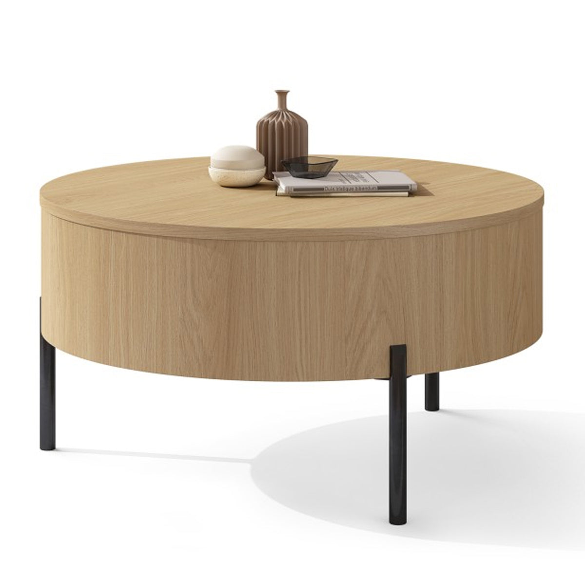 Frida Modern Coffee Table with Hidden Storage - Oasis Oak