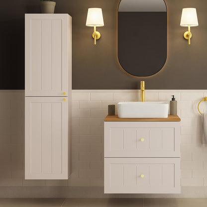 Gusto Scandi Style Bathroom Wall Cabinets Vanity Unit with Worktop Basin Set 35cm & 60cm - White