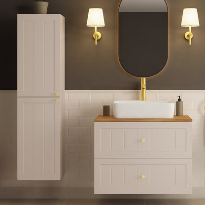 Gusto Scandi Style Bathroom Wall Cabinets Vanity Unit with Worktop Basin Set 35cm & 80cm - Cashmere