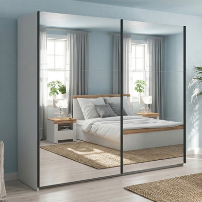 Exter 2 Door Sliding 220cm Wardrobe With Mirror - Cashmere