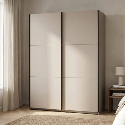 Exter Minimalist Sliding Door Wardrobe 153cm - Cashmere
