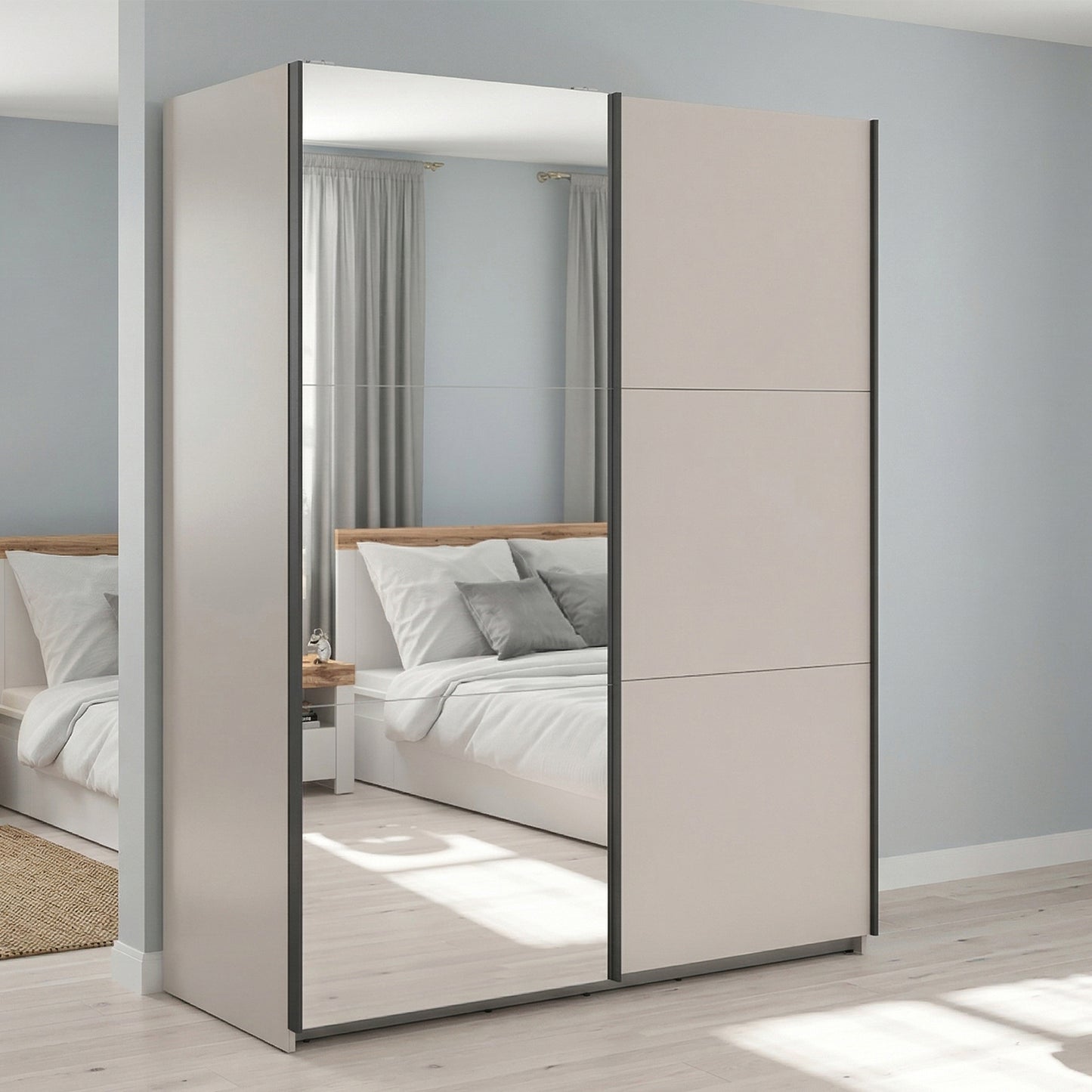 Exter 2 Door Sliding 183cm Wardrobe - Cashmere