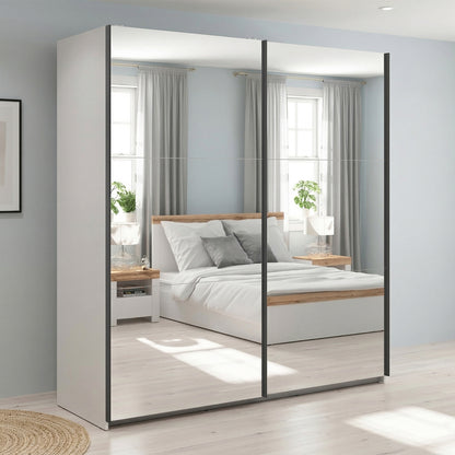 Exter 2 Door Sliding 183cm Wardrobe With Mirror - Cashmere