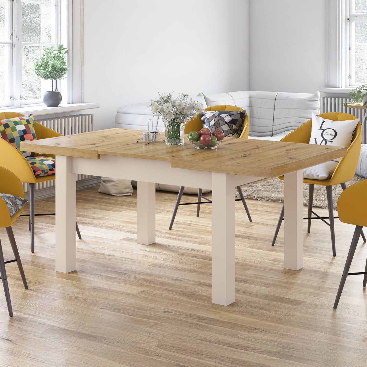 Royal Modern Extendable Dining Table – Oak Artisan / Beige