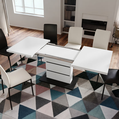Piano Extendable Dining Table Modern Design - White / Black