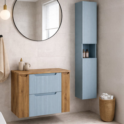 Nova Bathroom Cabinet 100cm with Worktop and Tall Unit - Baby Blue