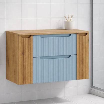 Nova Bathroom Cabinet 100cm with Worktop and Doors - Baby Blue