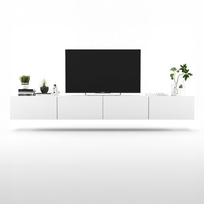 Enjoy Minimalist Wall-Mounted TV Unit – 4-Door Wide Design - White