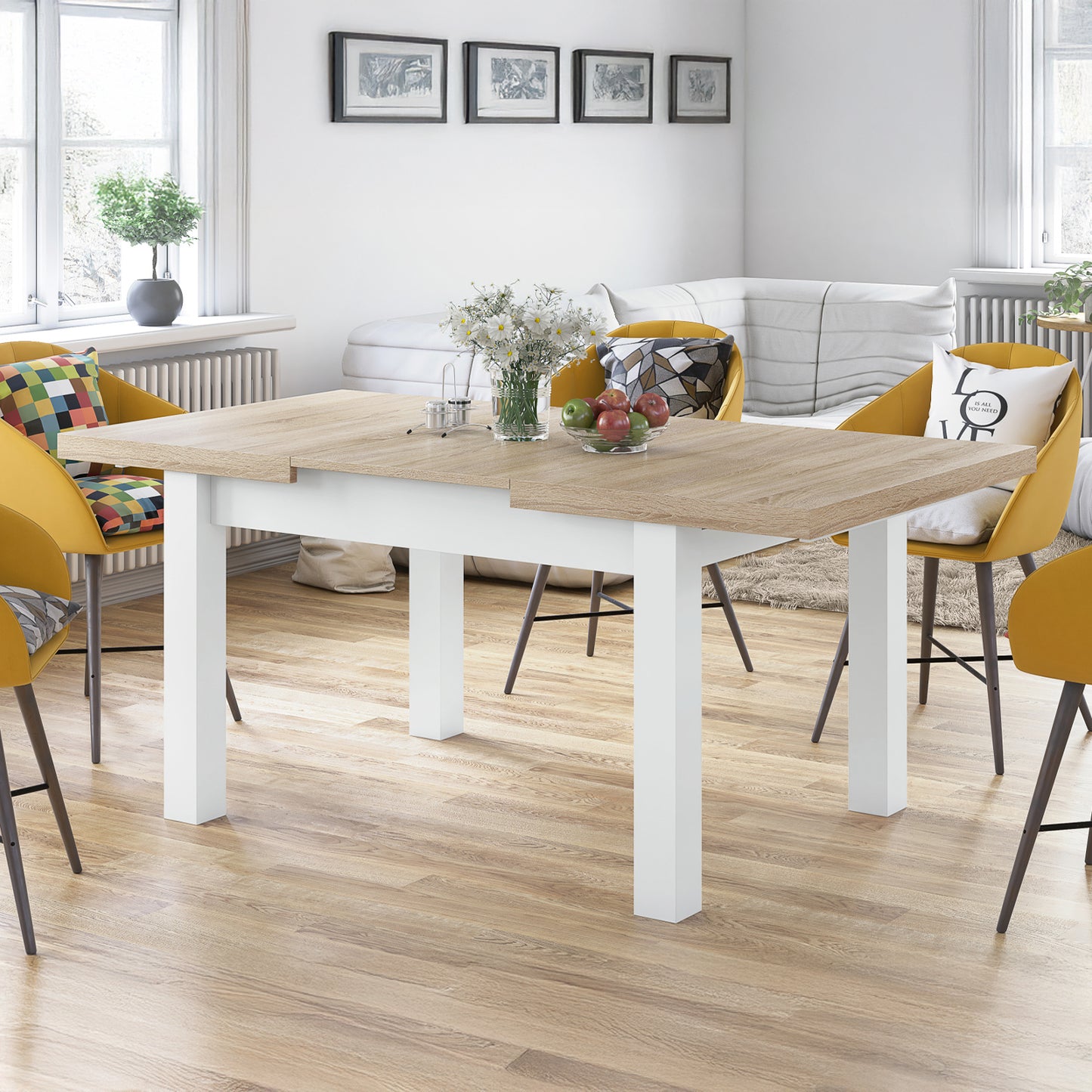 Royal Modern Extendable Dining Table – Oak Sonoma / White