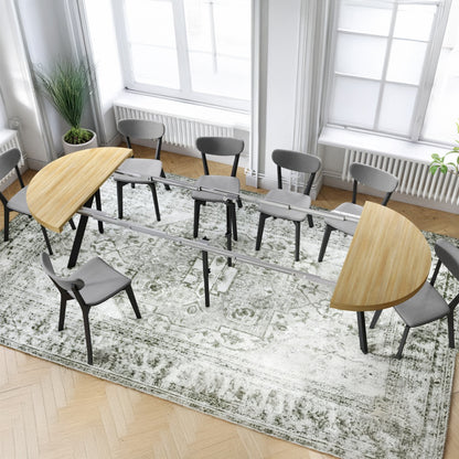 Expanso Round Extendable Dining Table with Y-Legs Loft - American Oak / Black