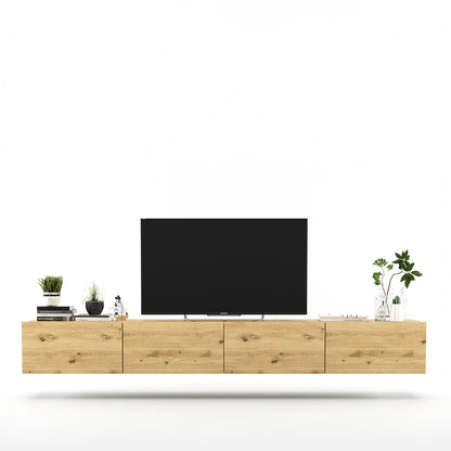 Enjoy Minimalist Wall-Mounted TV Unit – 4-Door Wide Design - Oak Artisan