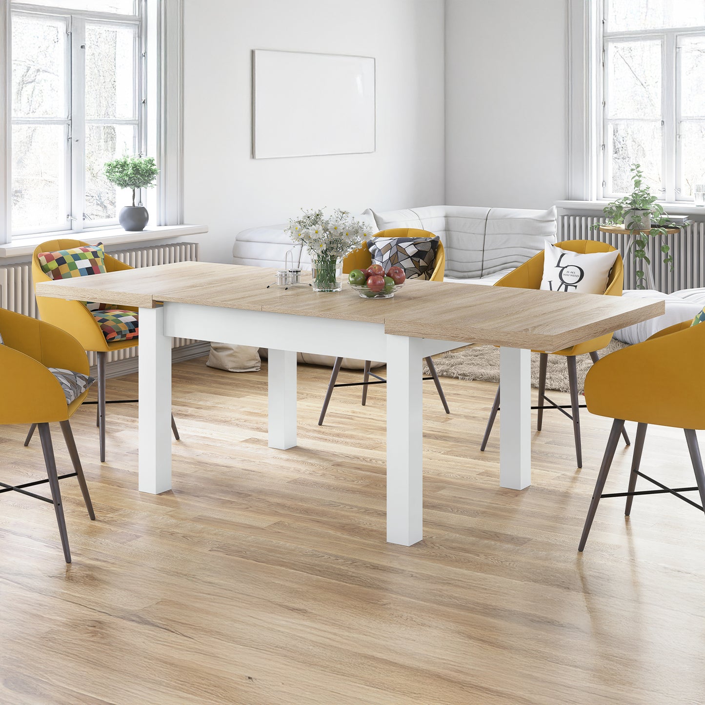 Royal Modern Extendable Dining Table – Oak Sonoma / White