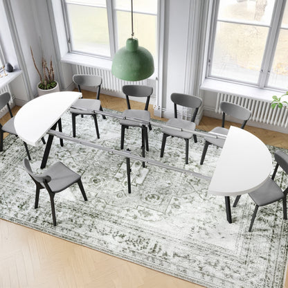 Expanso Round Extendable Dining Table with Y-Legs Loft - White / Black