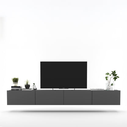 Enjoy Minimalist Wall-Mounted TV Unit – 4-Door Wide Design - Graphite