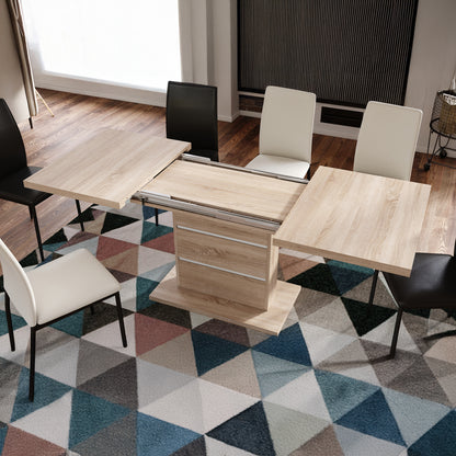 Piano Extendable Dining Table Modern Design - Sonoma Oak / White