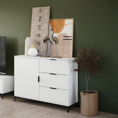 Lana Modern Sideboard with Drawers and Cabinet – White