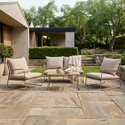 Dara Outdoor Lounge Set with Coffee Table - Beige