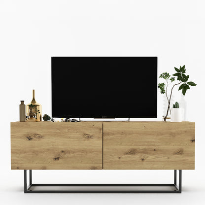 Enjoy Minimalist Freestanding TV Unit with Metal Base – Oak Artisan