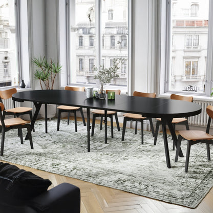 Expanso Round Extendable Dining Table with Y-Legs Loft - Black Matt