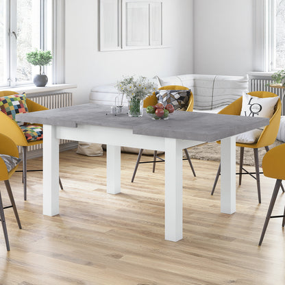 Royal Modern Extendable Dining Table – Concrete / White