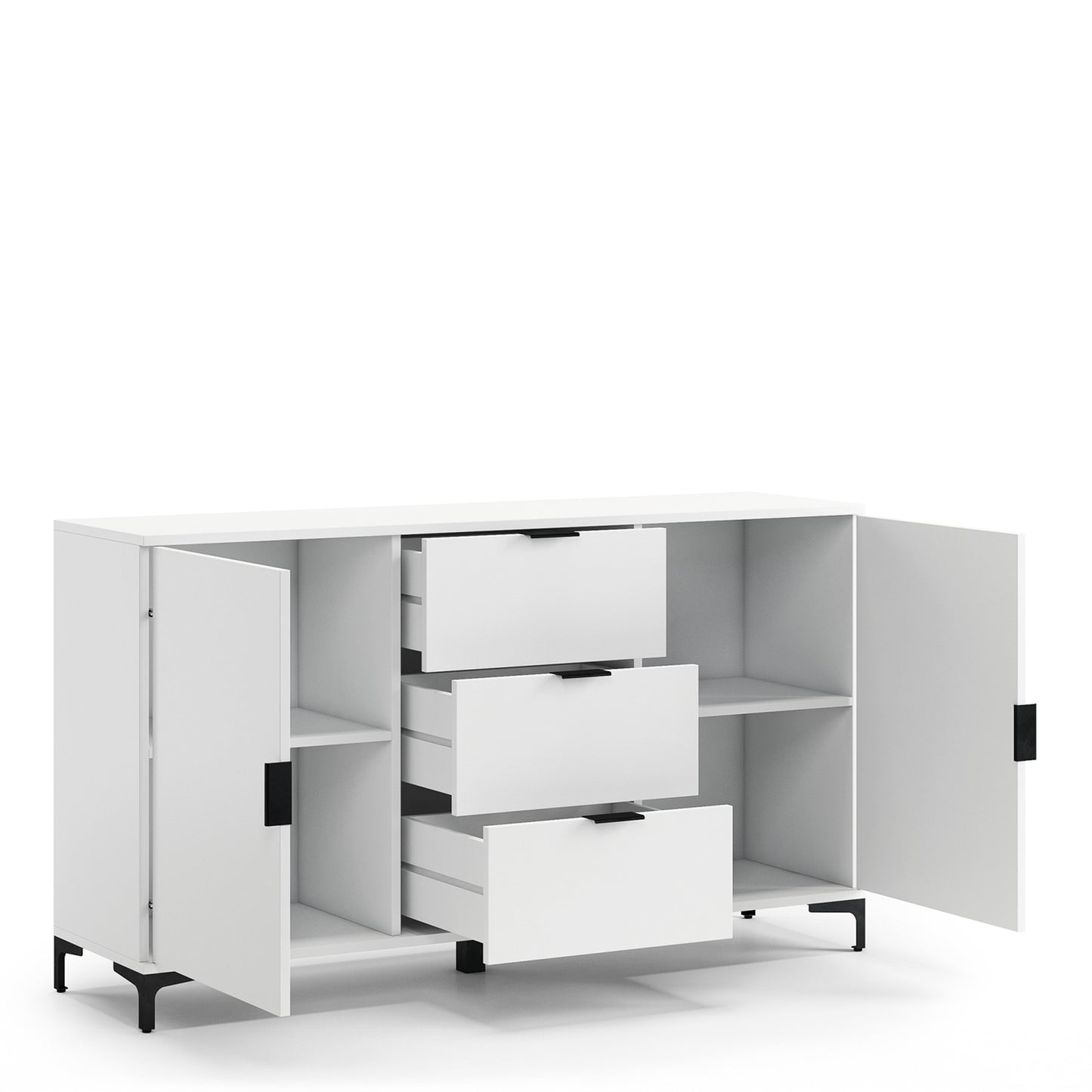 Lana Modern Storage Sideboard with Cabinets and Drawers – White