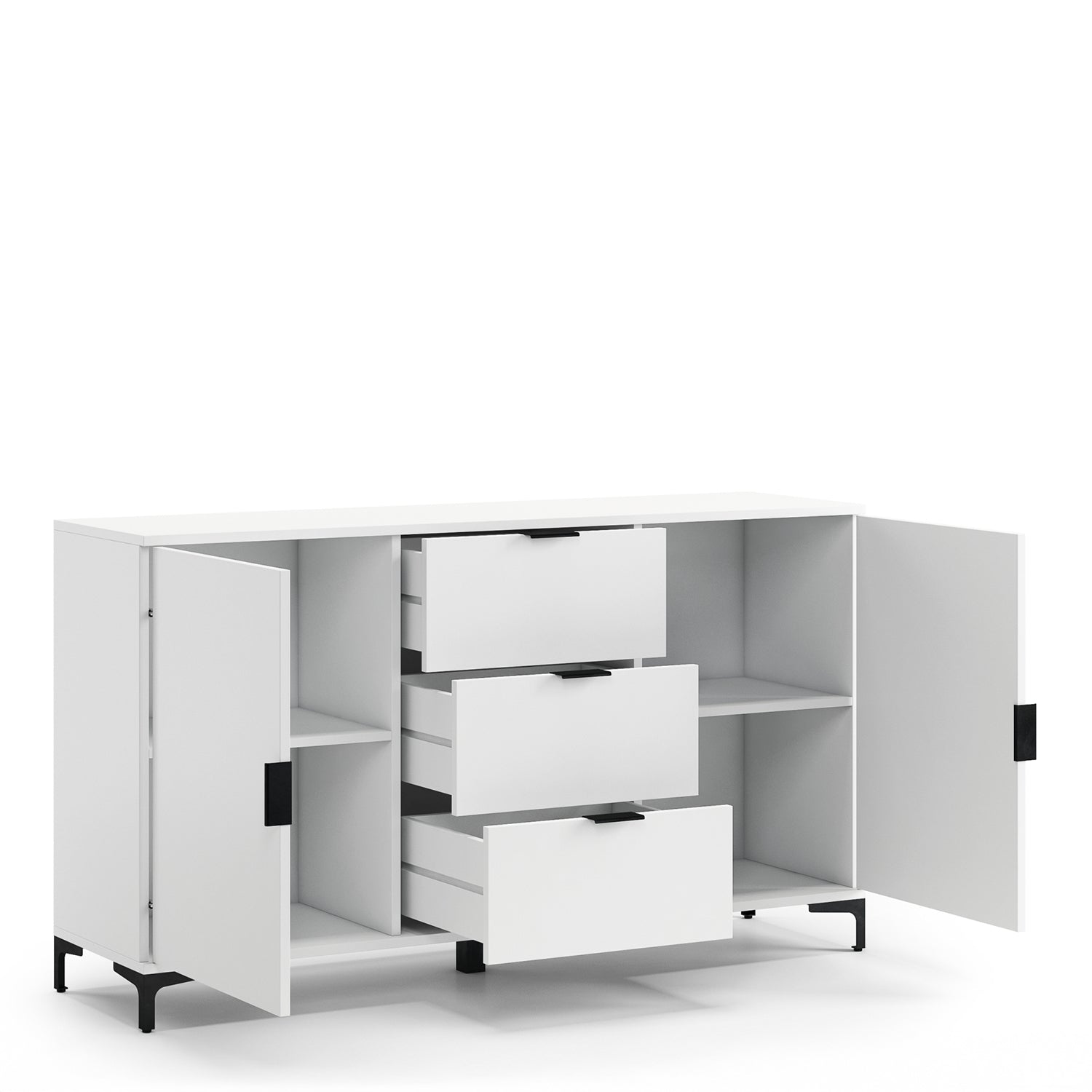 Lana Modern Storage Sideboard with Cabinets and Drawers – White