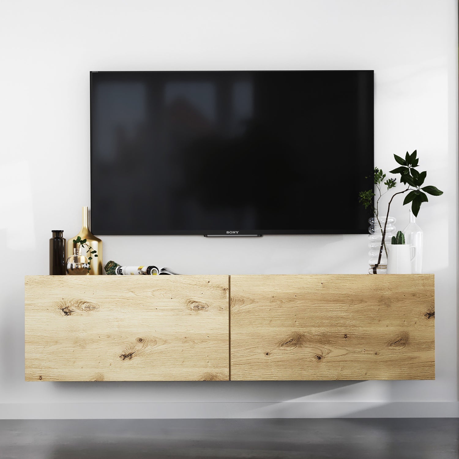 Enjoy Minimalist Wall-Mounted TV Unit – Oak Artisan