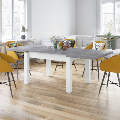 Royal Modern Extendable Dining Table – Concrete / White