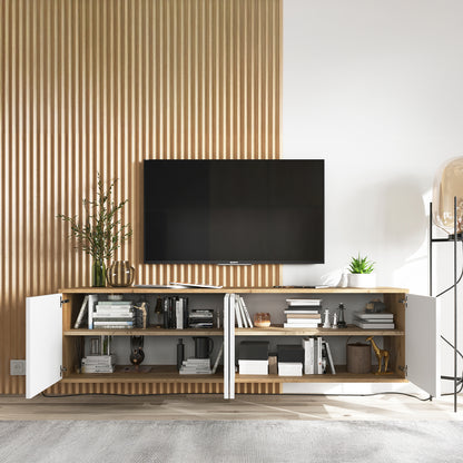 Apollo Modern Wall-Mounted Wide TV Unit – Black / Oak Wotan