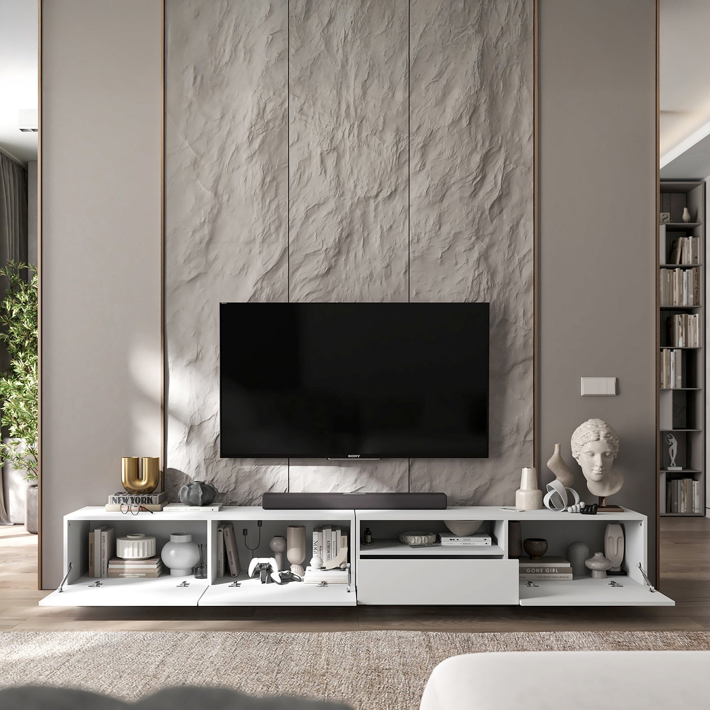 Enjoy 240 Modern Style TV Stand Unit with Open Shelf - White